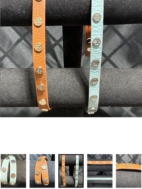 Set of 2 Tory Burch Leather Wrap Bracelets